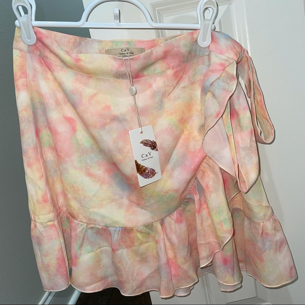 Chelsea & Violet Tie Dye Faux Wrap Skirt